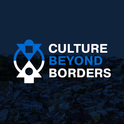 Logo reading “CULTURE BEYOND BORDERS” in white and blue over a dark blue cityscape background