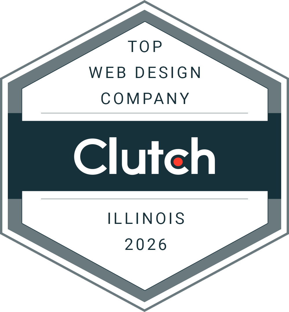 Clutch “Top Web Design Company” award badge for Illinois 2026 in gray and teal