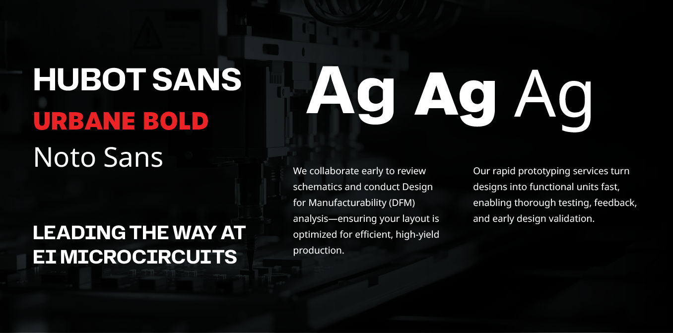 Hubot Sans urban bold font ad with large “Ag Ag Ag” text on a black background