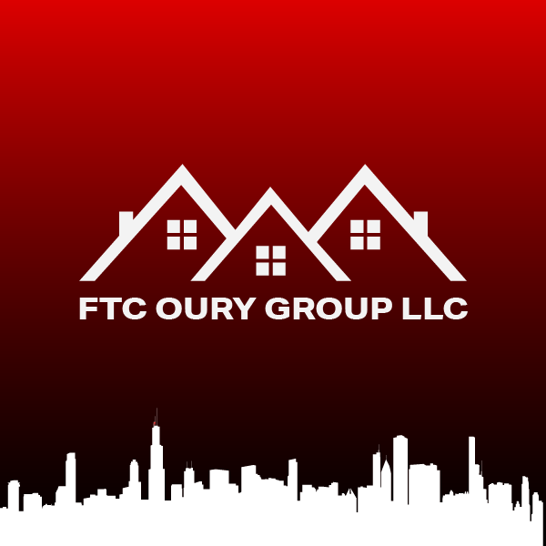 FTC Oury Group LLC logo on a red background with white house rooftops and skyline silhouette