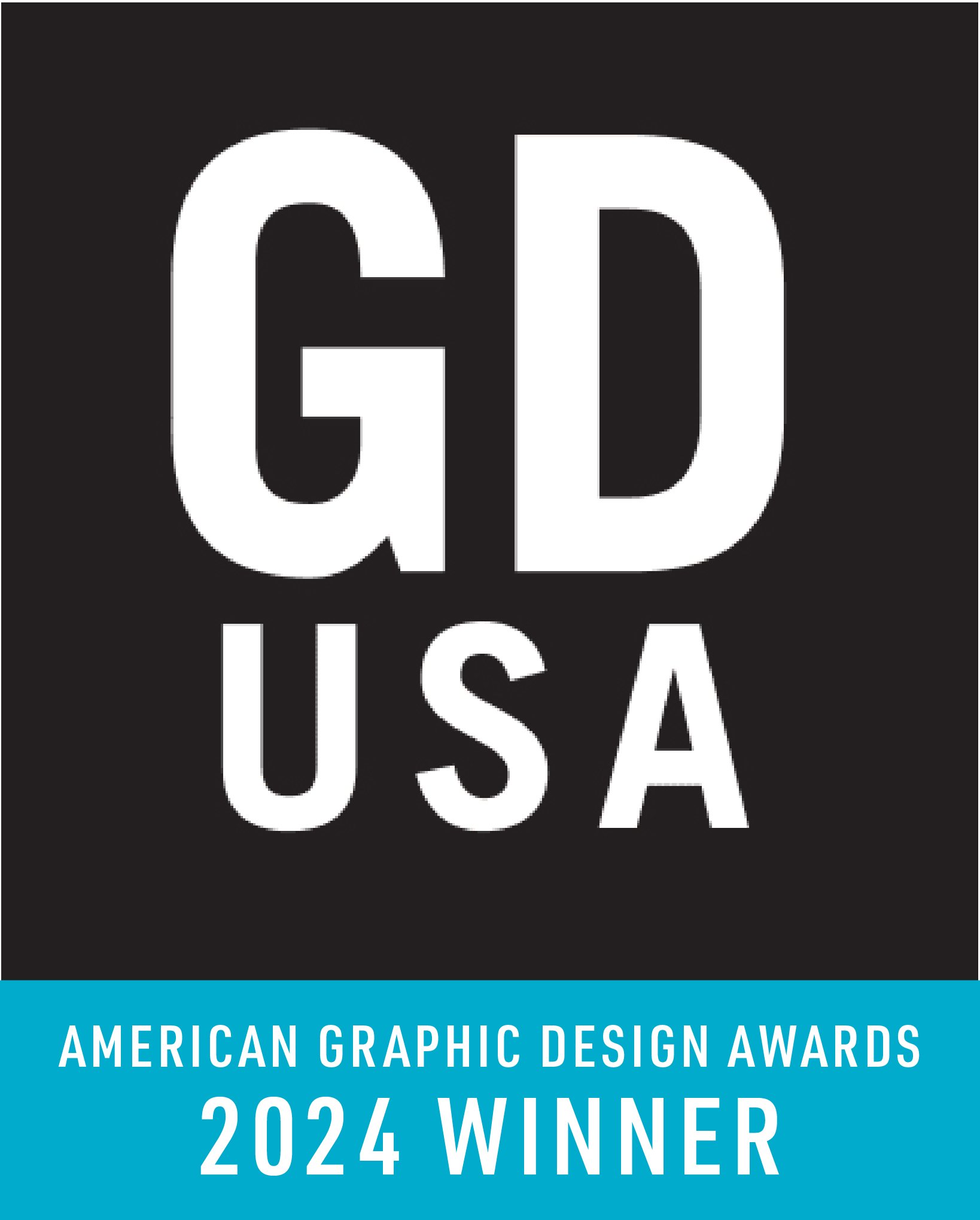 GD USA logo with “American Graphic Design Awards 2024 Winner” on a blue banner.
