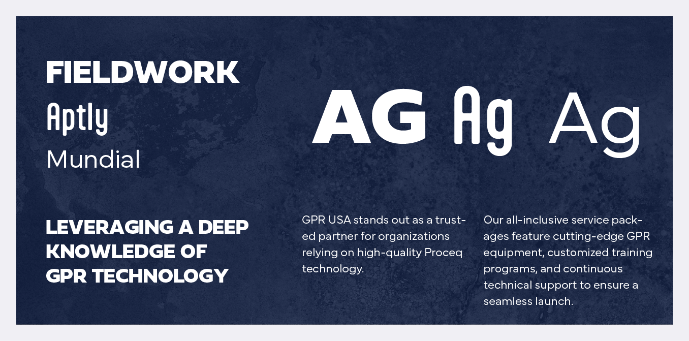Dark blue banner for Fieldwork Aptly Mundial with large white “AG Ag Ag” text and small tech copy