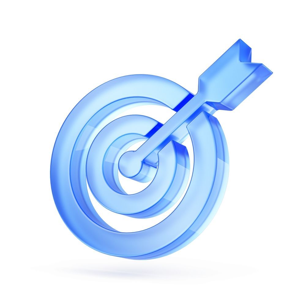 Blue target with an arrow hitting the center