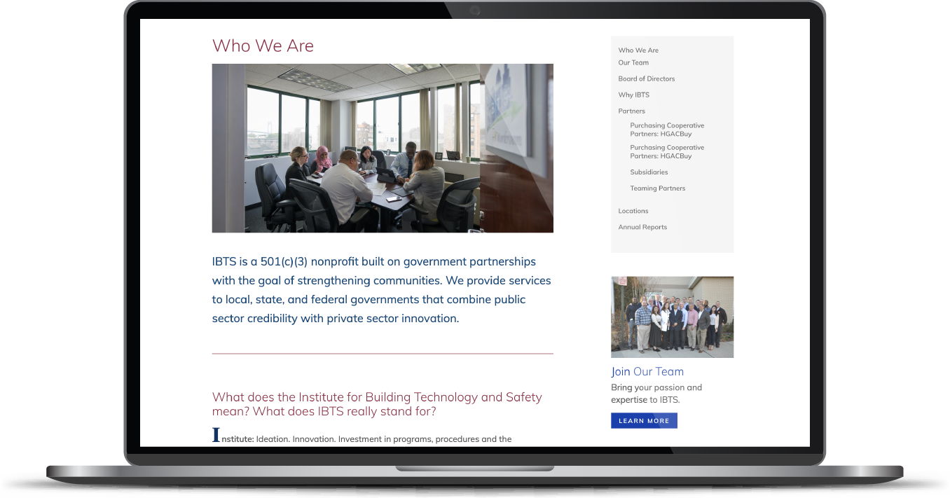 Laptop displaying a webpage with a meeting room photo and sidebar navigation