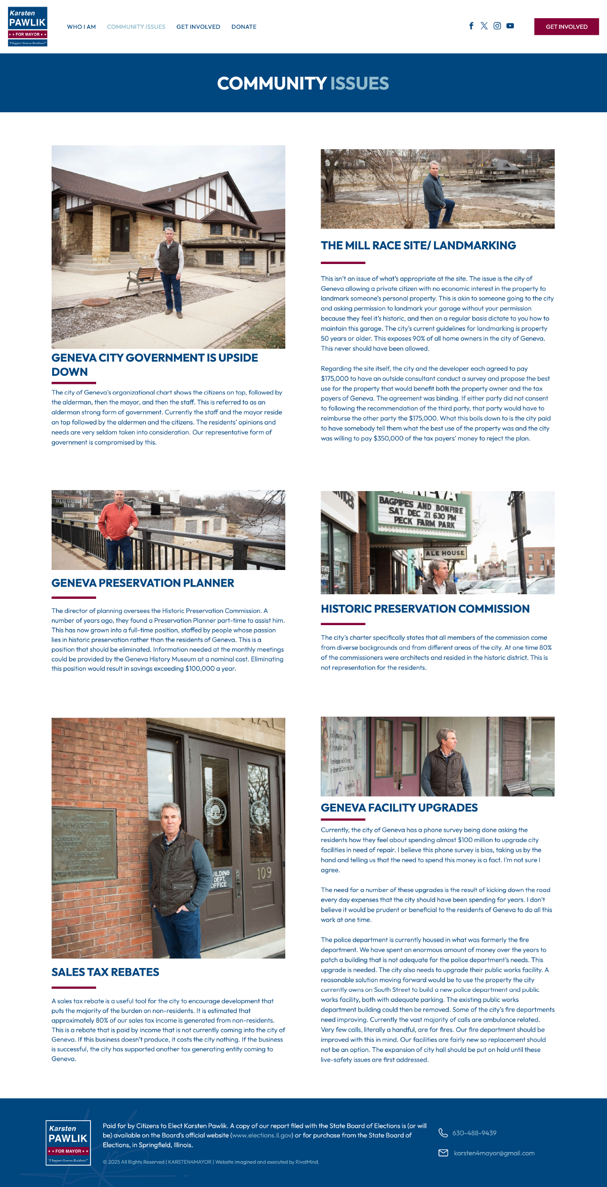 Website homepage with a grid of photo news articles on a blue-and-white layout