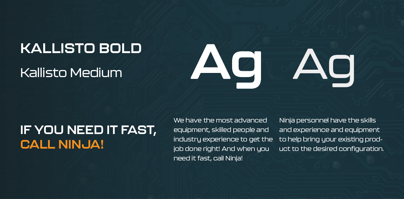Bold “Ag” typography on a dark teal background with “Kallisto Bold” and “Kallisto Medium” text
