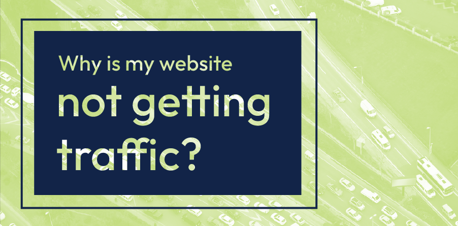Why is my website not getting traffic? Dark blue text on a light green background.