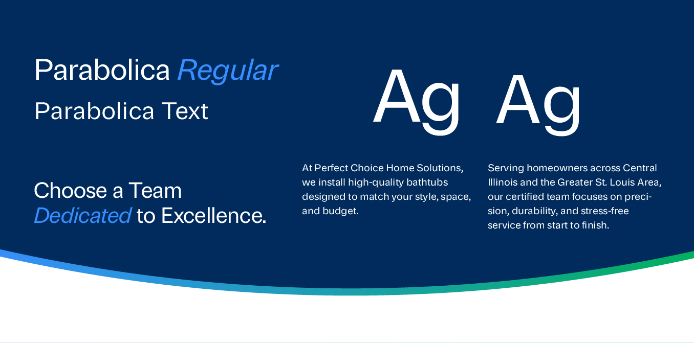 Blue Parabolica software-themed banner with Ag logo, team headings, and marketing text