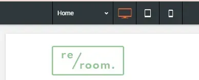 Browser toolbar above a white page showing the green “re/room.” logo