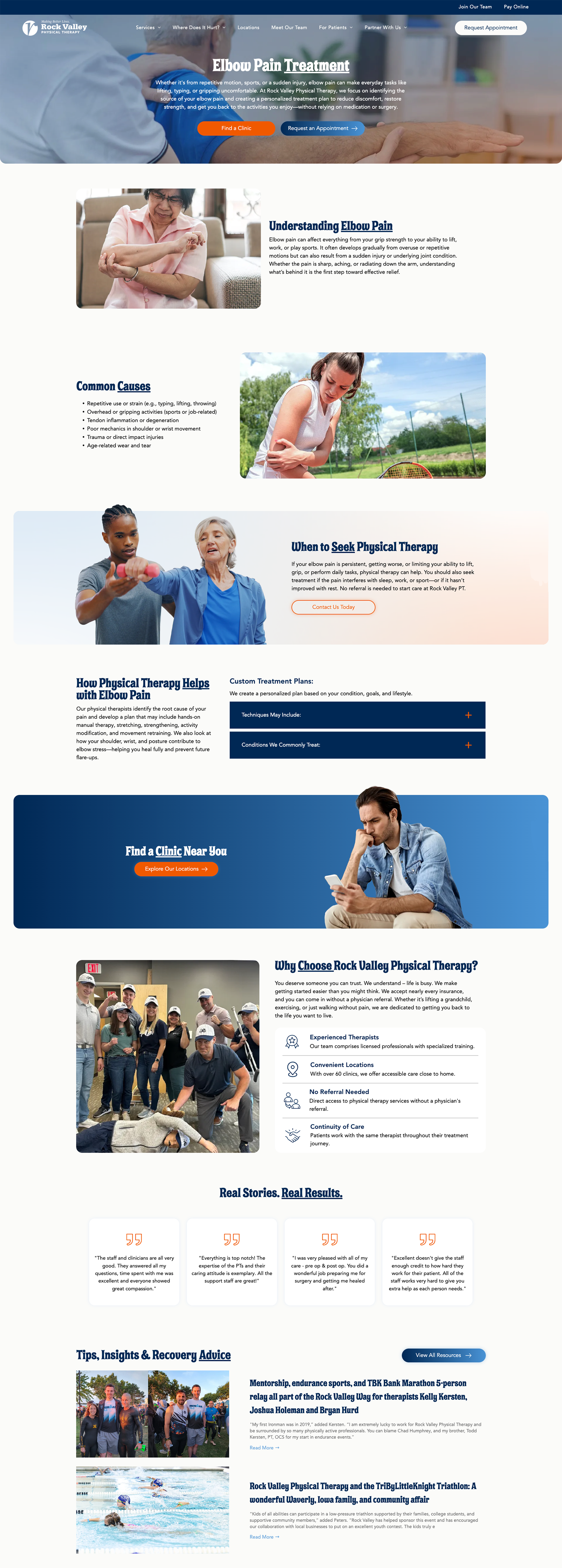 Corporate website homepage with blue header, project photos, and white content panels on a dark background