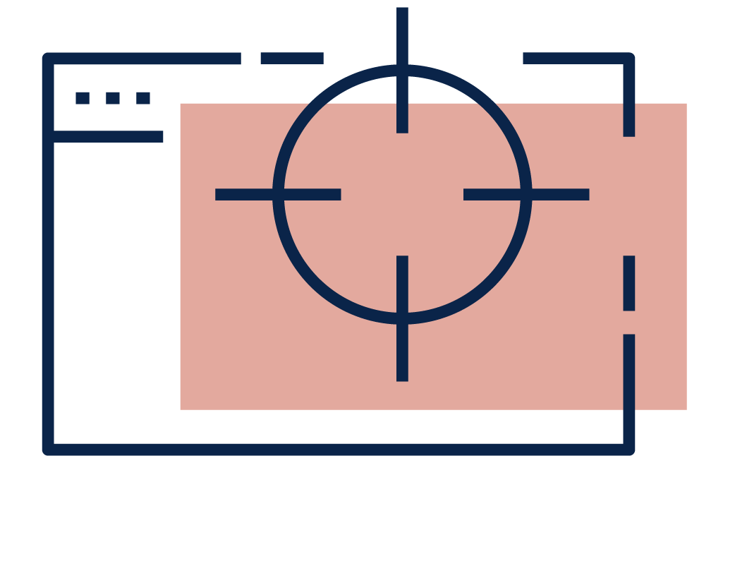 Blue target reticle over a salmon rectangle inside a white crop-frame icon
