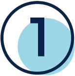 Light blue circle with a navy number 1 in the center and a dark blue outline