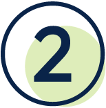 Dark blue number 2 inside a light green circle with a navy outline