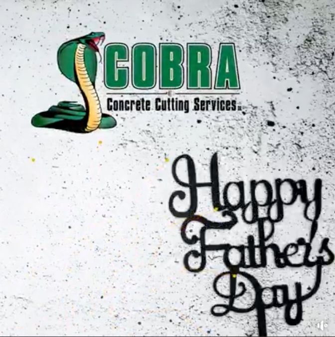 COBRA Concrete Cutting Services logo above black “Happy Father’s Day” script on white background