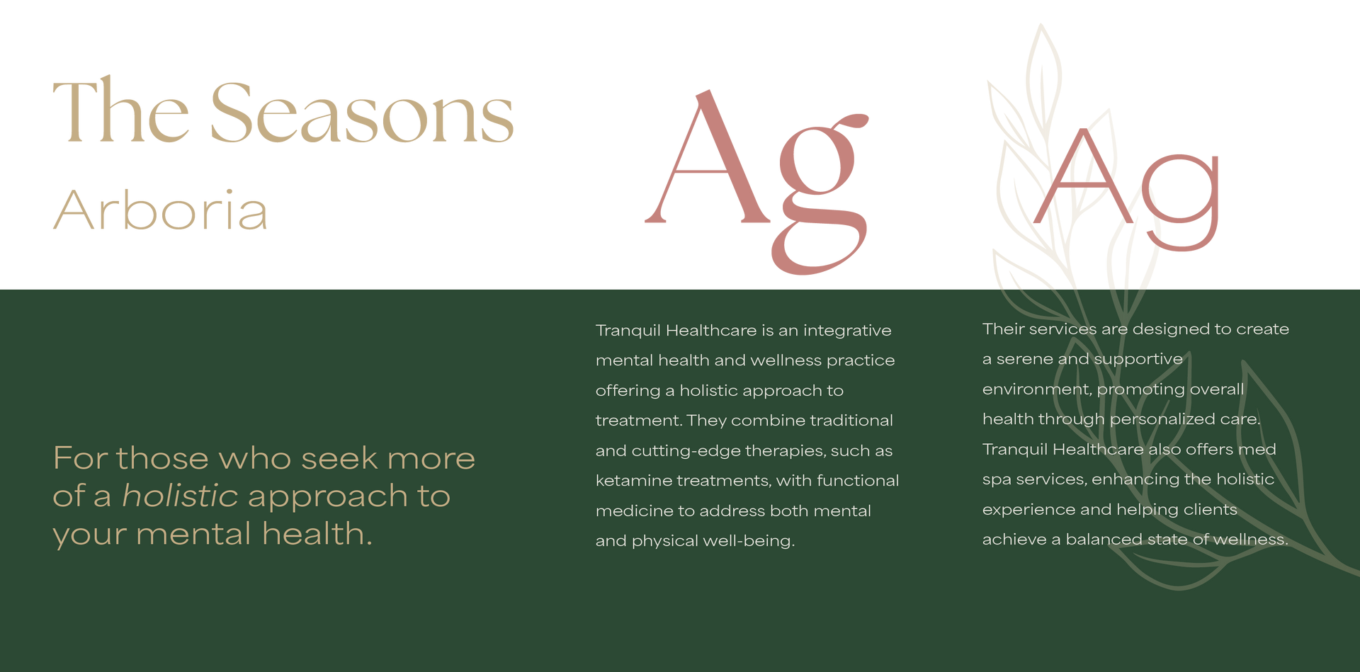 Stylized green and gold seasonal layout with “The Seasons” text and Ag labels on a dark background