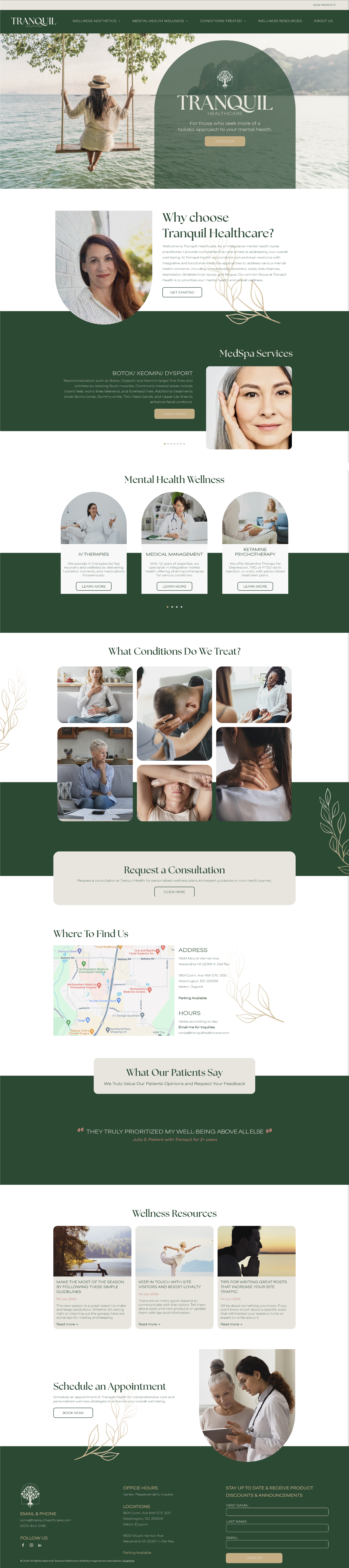 Collage of green-and-white nursery/event graphics, photos, and text blocks for a floral-themed branding set