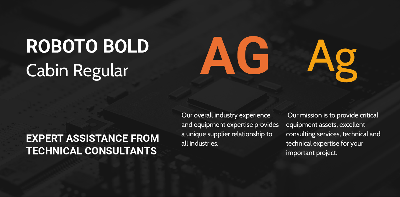 Robot bold cabinet regular in white and orange on a dark background with AG/Ag text