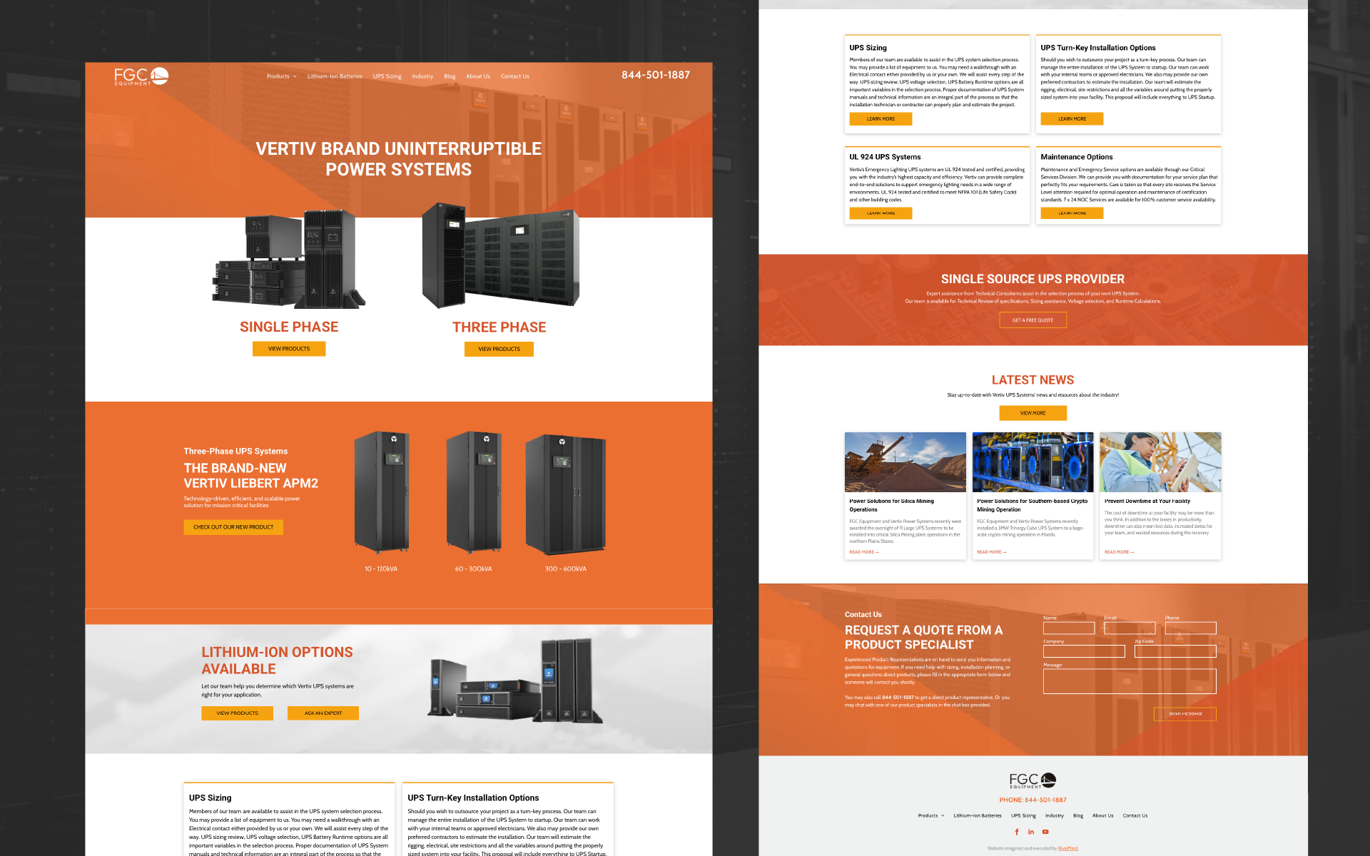 Orange-and-white product webpage showing server and storage equipment with pricing and feature sections