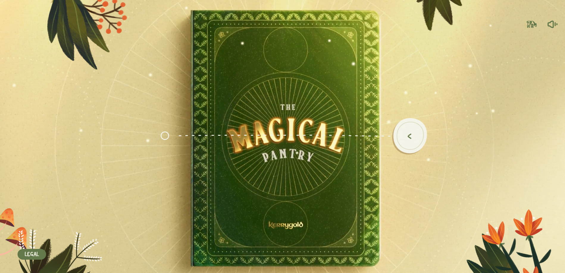 Green “Magical” product box with gold ornate border on a beige floral background