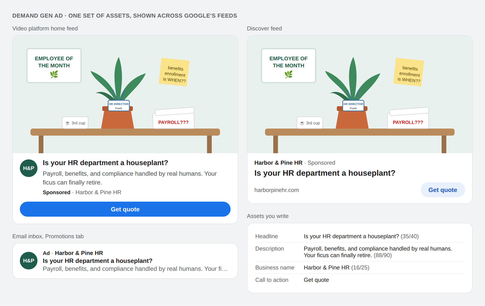 Side-by-side app screenshots showing a plant on a shelf and a help card below.