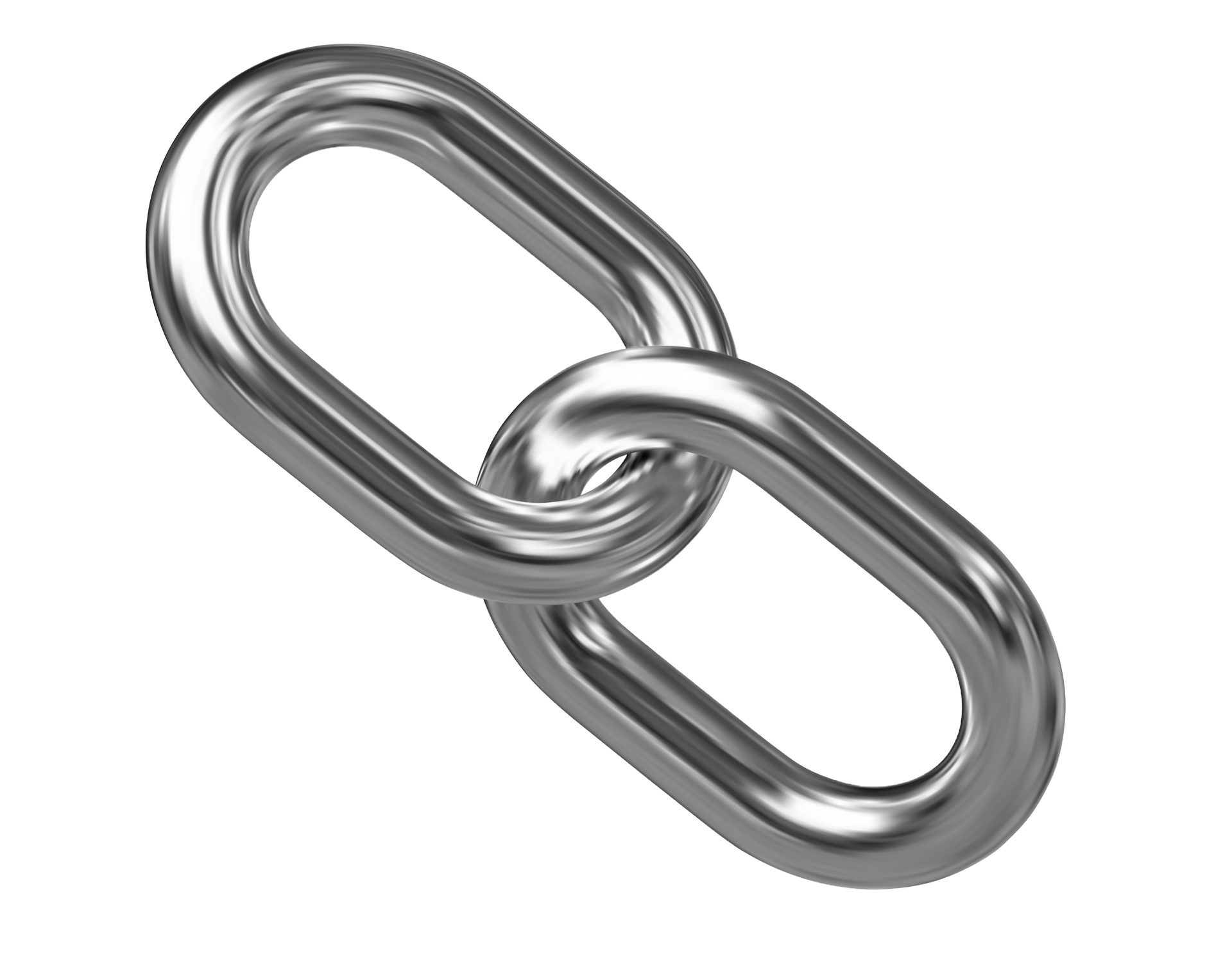 Two silver metal chain links connected together