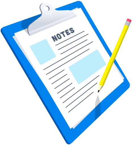 A clipboard with notes and a pencil on it