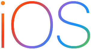 A rainbow colored ios logo on a white background