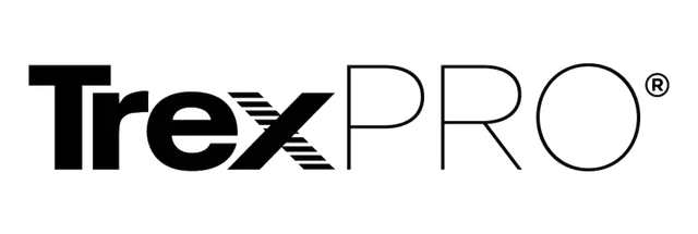 A black and white logo for trex pro on a white background.