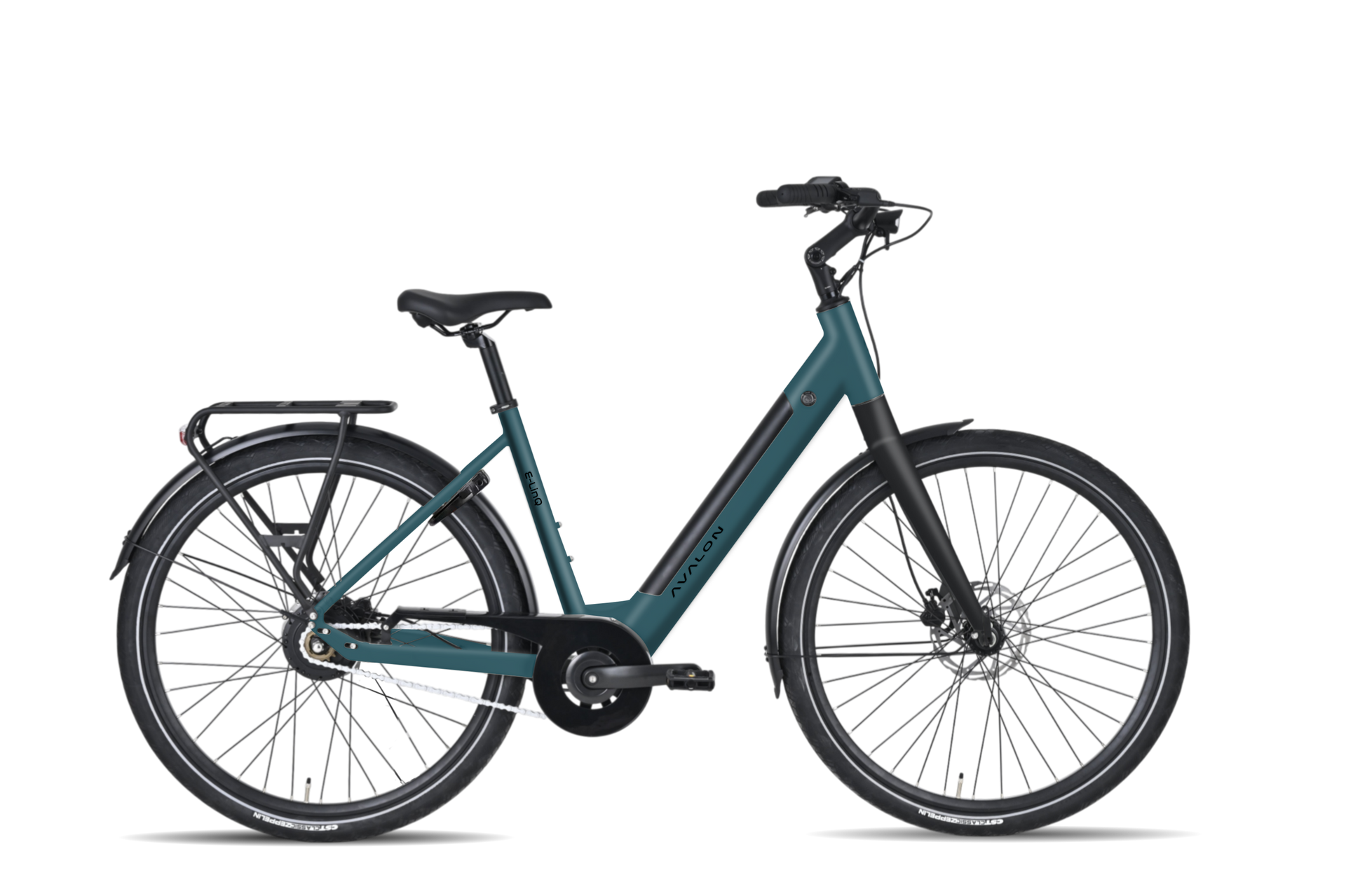 Avalon E-Flow Avalon E-Flow. Een mint groene elektrische fiets met een instapframe.