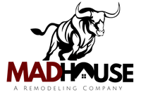 The logo for Madhouse a Remodeling Company has a bull on it.