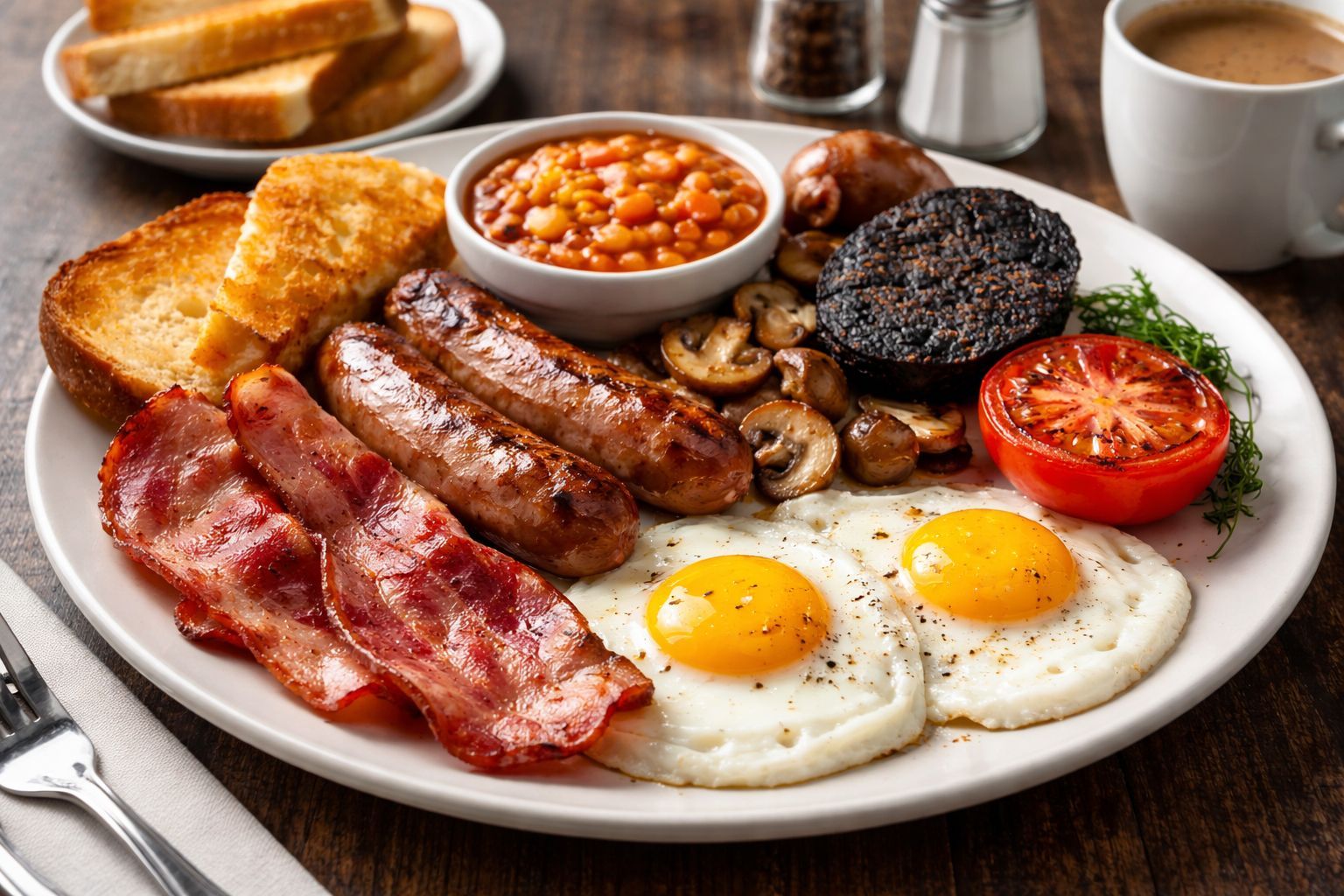 Full English breakfast served at Hollyhocks Coffee House, Guisborough