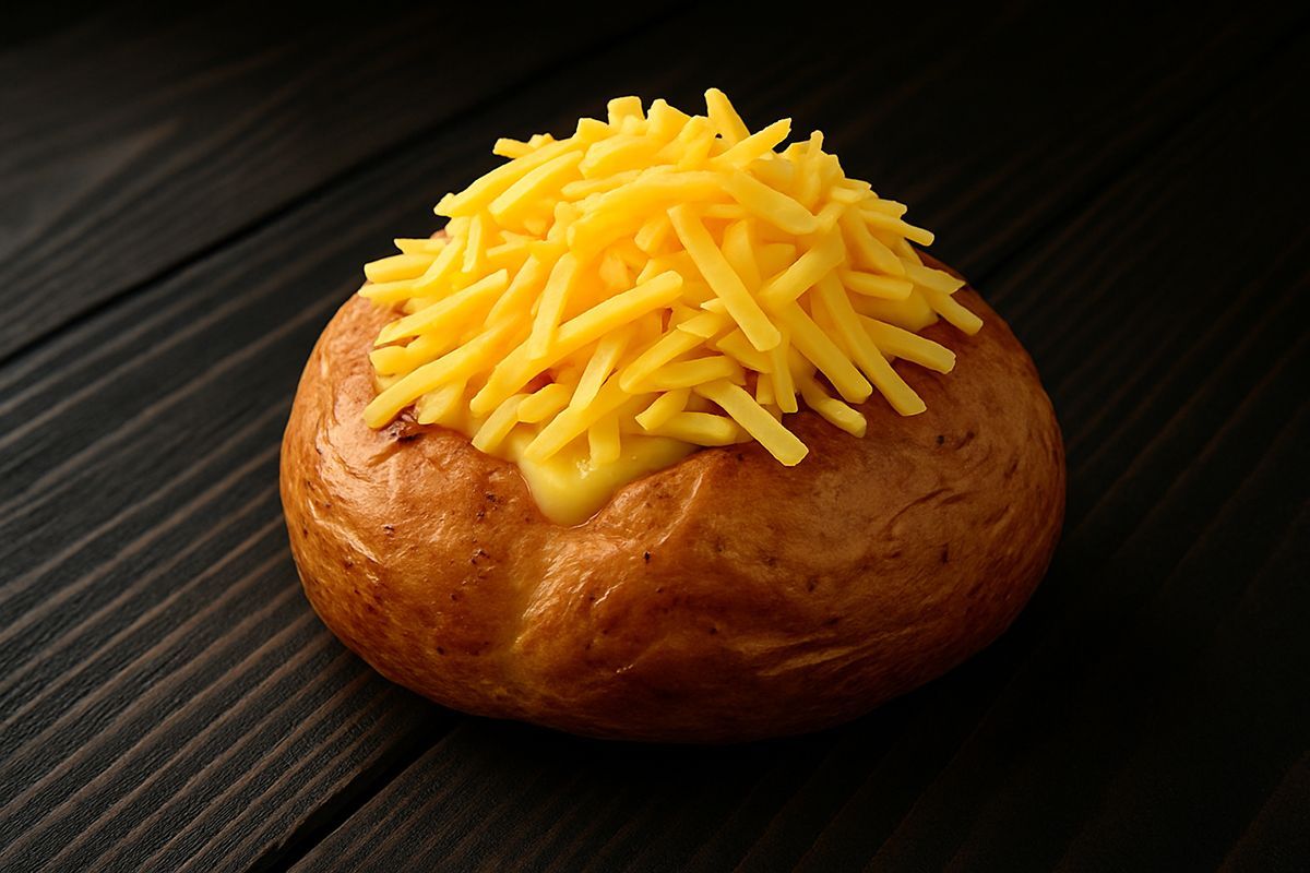 Jacket potato with cheese served at Hollyhocks Coffee House