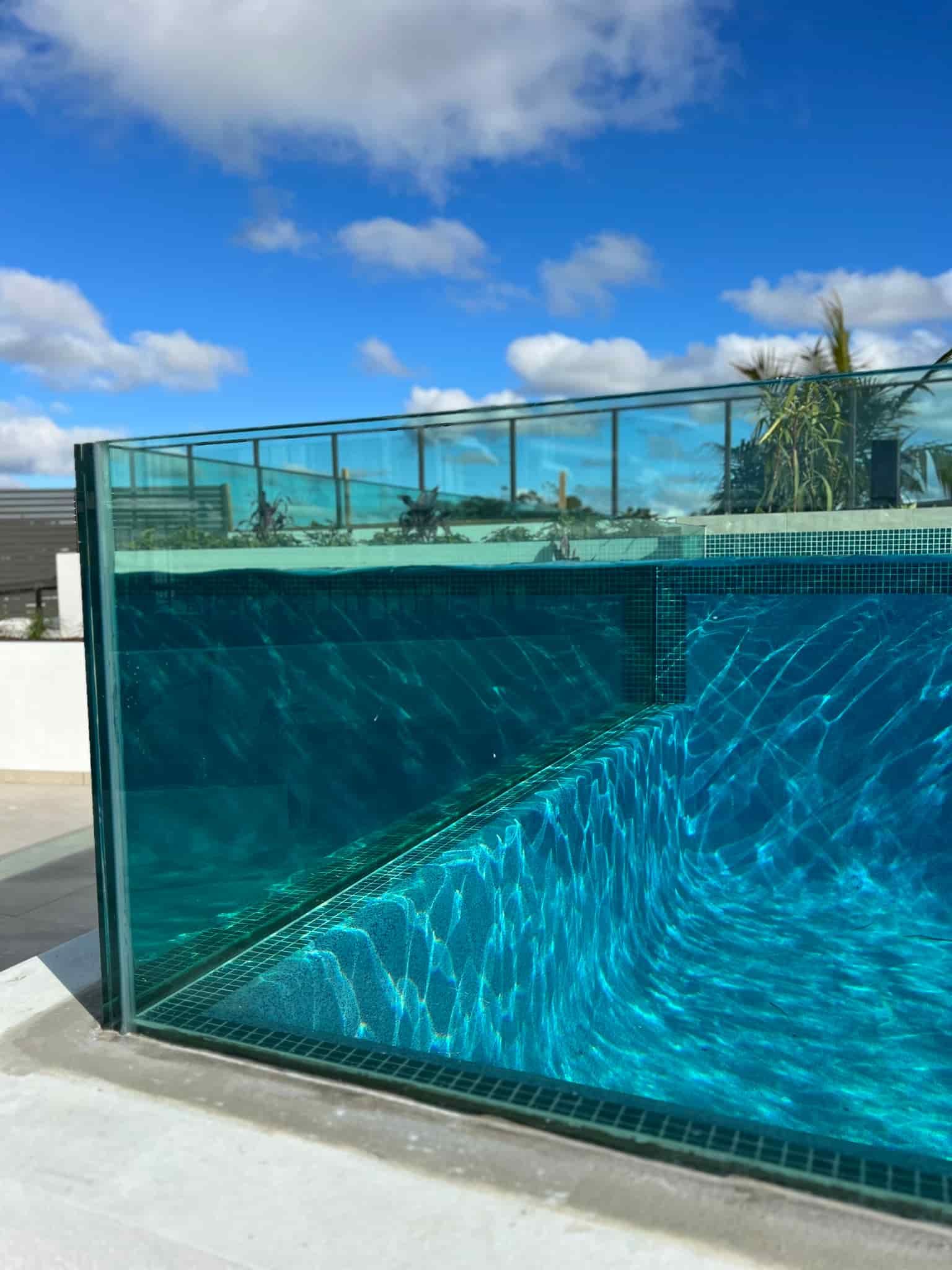 Glass-walled Pool With Clear Blue Water — Glass Pool Windows Australia In Dee Why, NSW