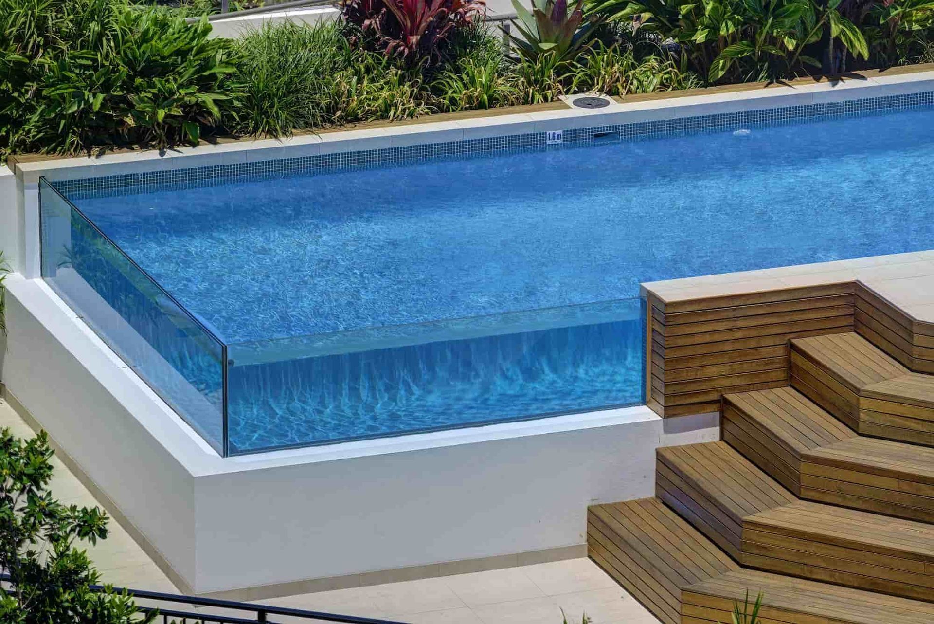 Modern Rectangular Pool With Glass Sides — Glass Pool Windows Australia In Palm Beach, NSW