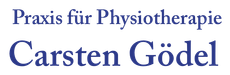 Logo für „Praxis für Physiotherapie Carsten Gödel“ in blauer Schrift auf weißem Hintergrund