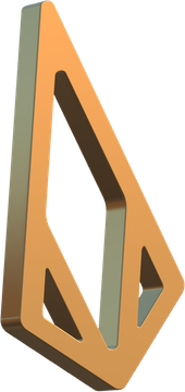 A 3d rendering of a triangle with holes in it on a white background.
