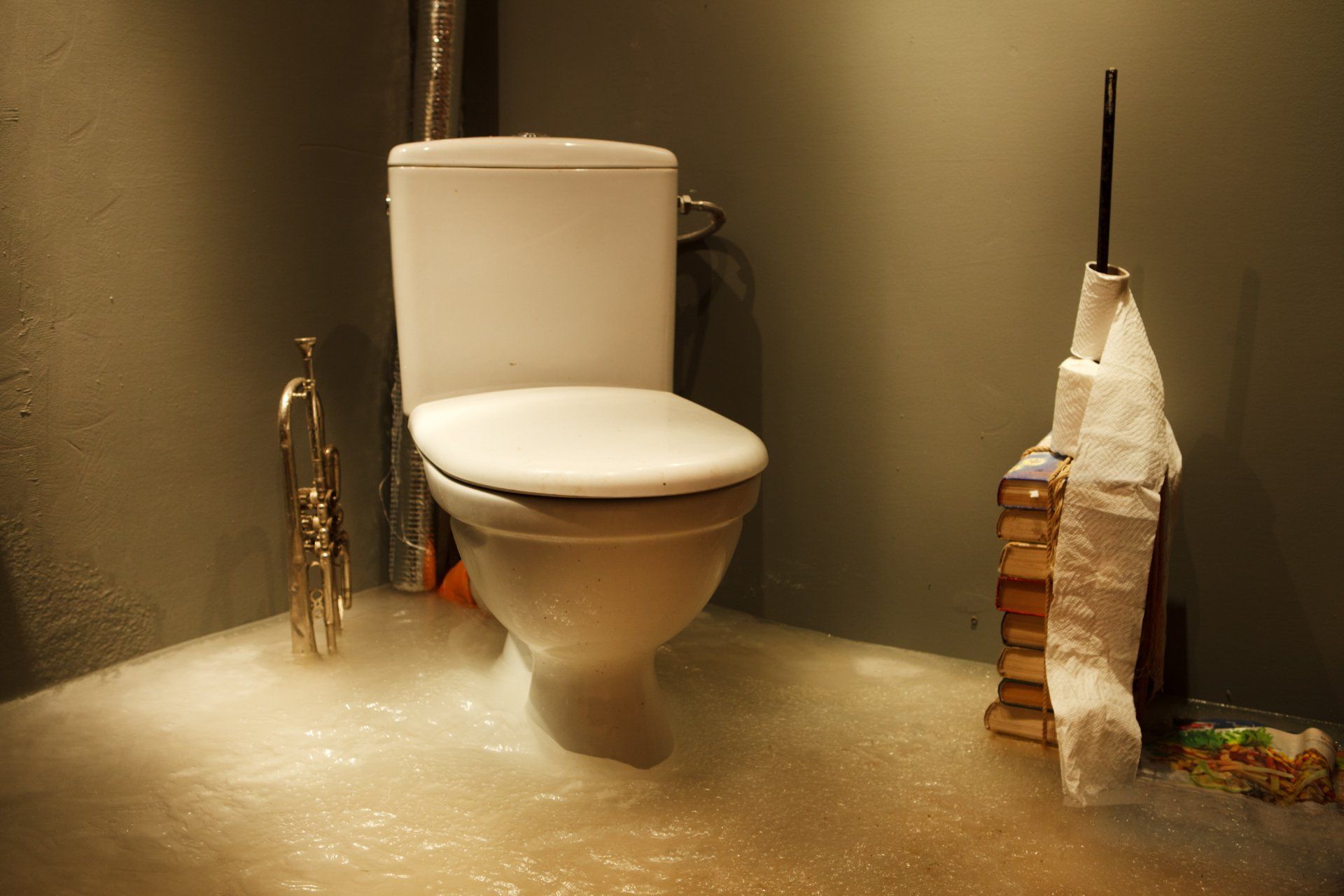 Flooded Bathroom — Marlborough MA  — Bob Dolan Plumbing, Heating & Remodeling