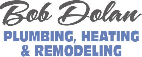 Bob Dolan Plumbing, Heating & Remodeling logo: black script name above blue text on white background.