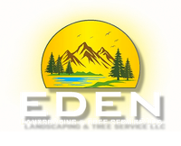 A logo for eden landscaping and tree service llc