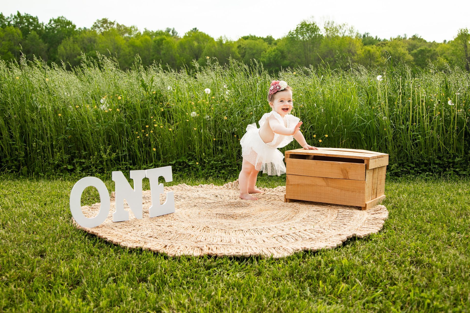 Cake smash set up - outdoor field