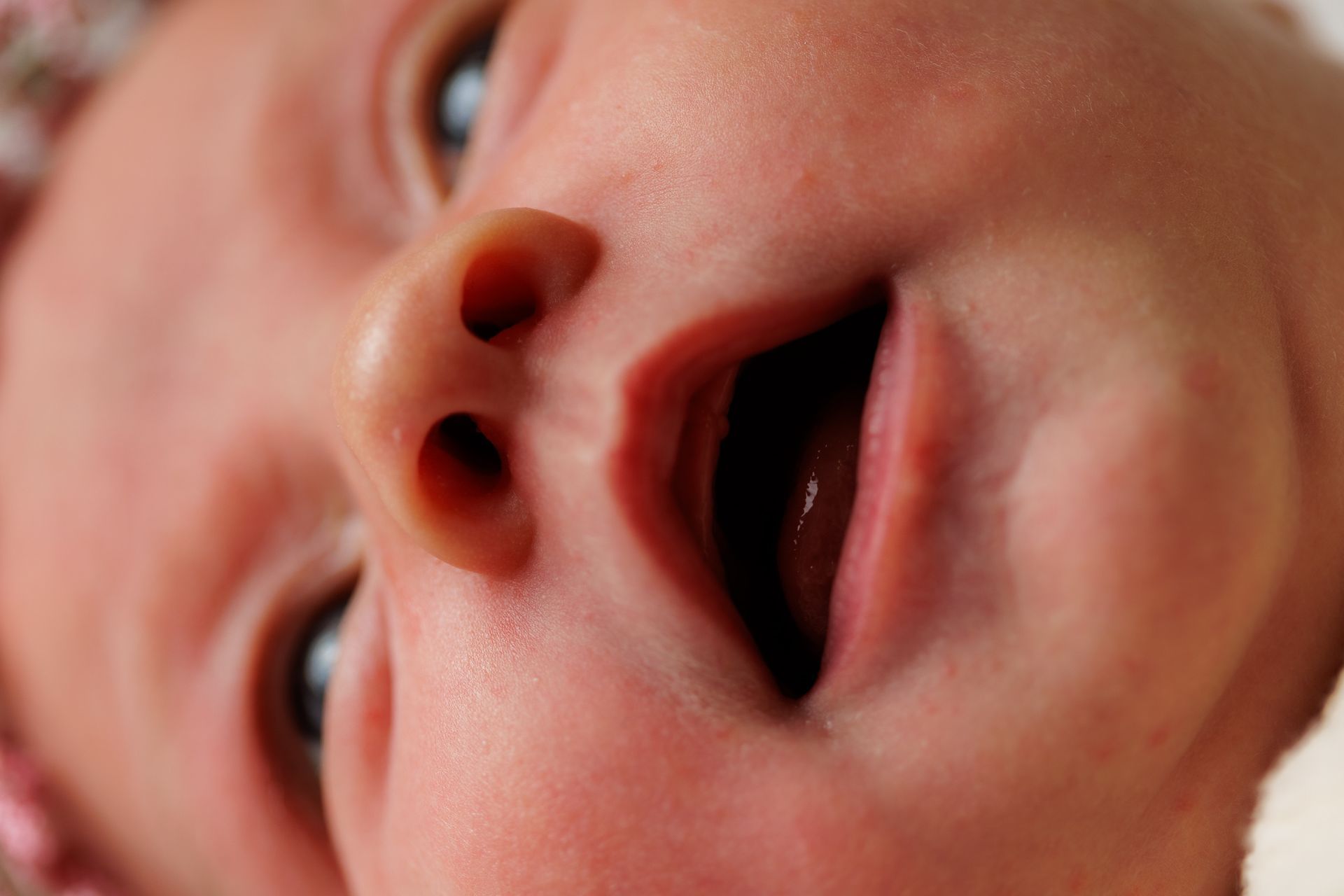 Newborn photography close up of nose