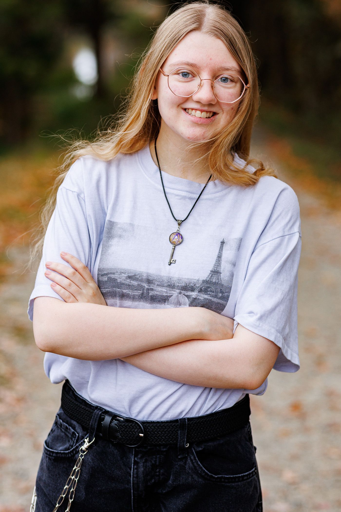 High school senior - senior photography - female student walking on path