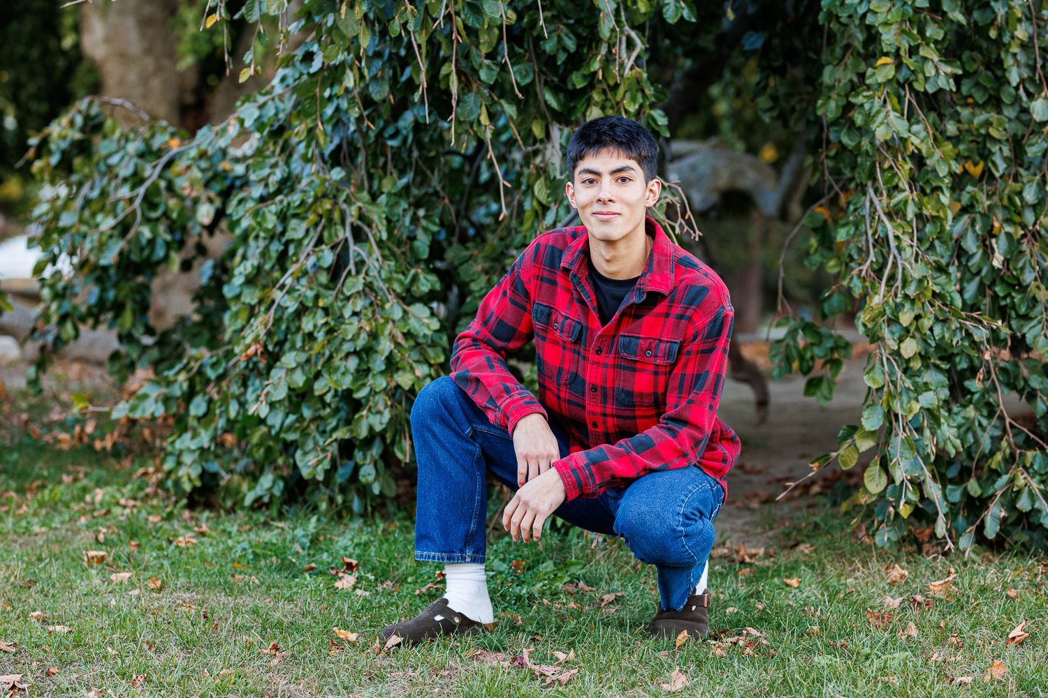 High school senior - senior photography - male student posing in front of tree