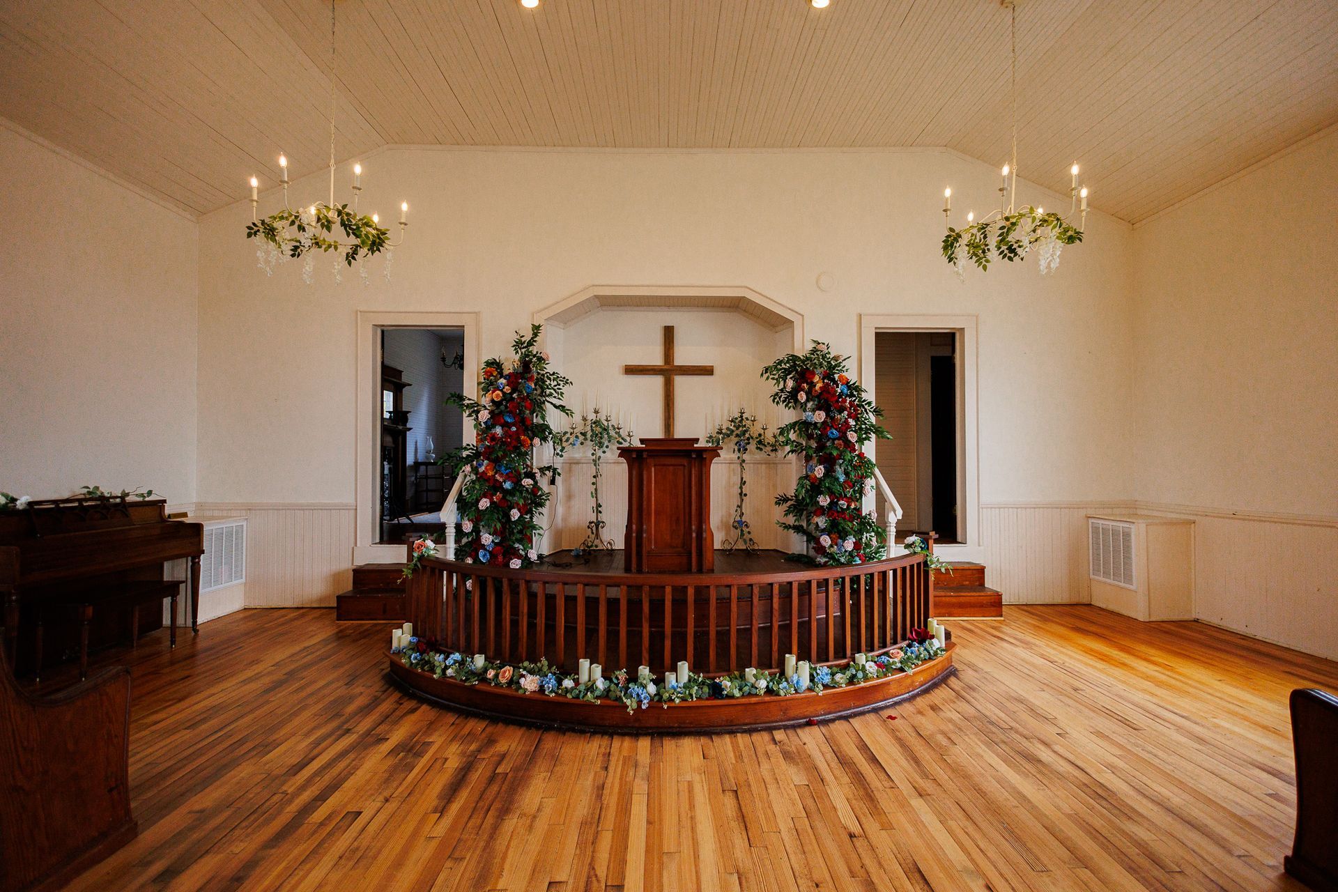 Ceremony location at Mariposa Chapel in Iron Station, NC