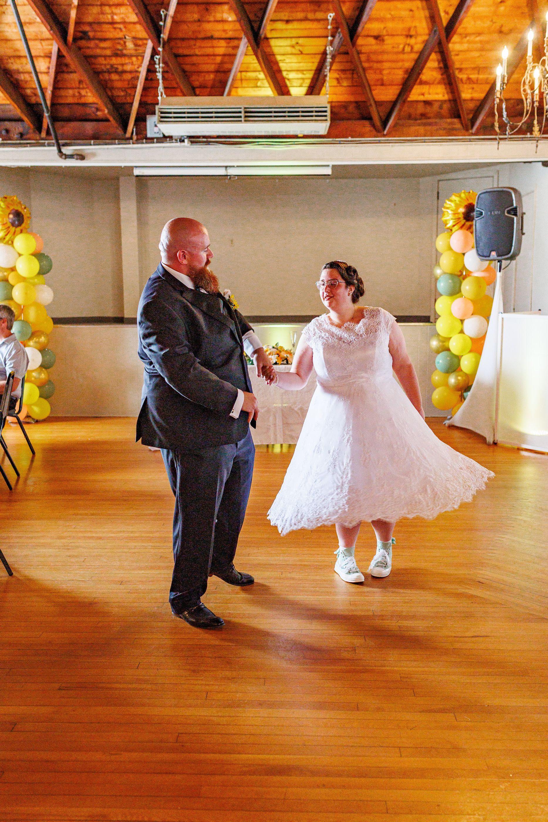 Bride and groom dancing first dance