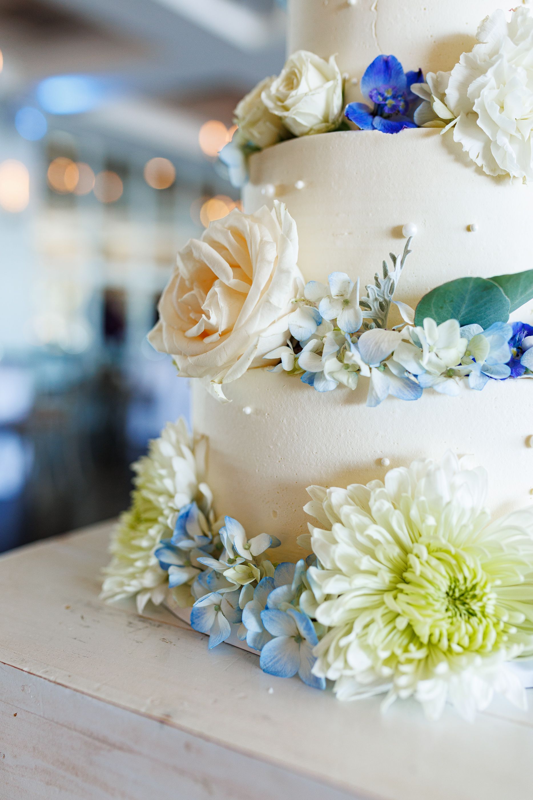 cake close up at wedding at Oceanview, Nahant, MA