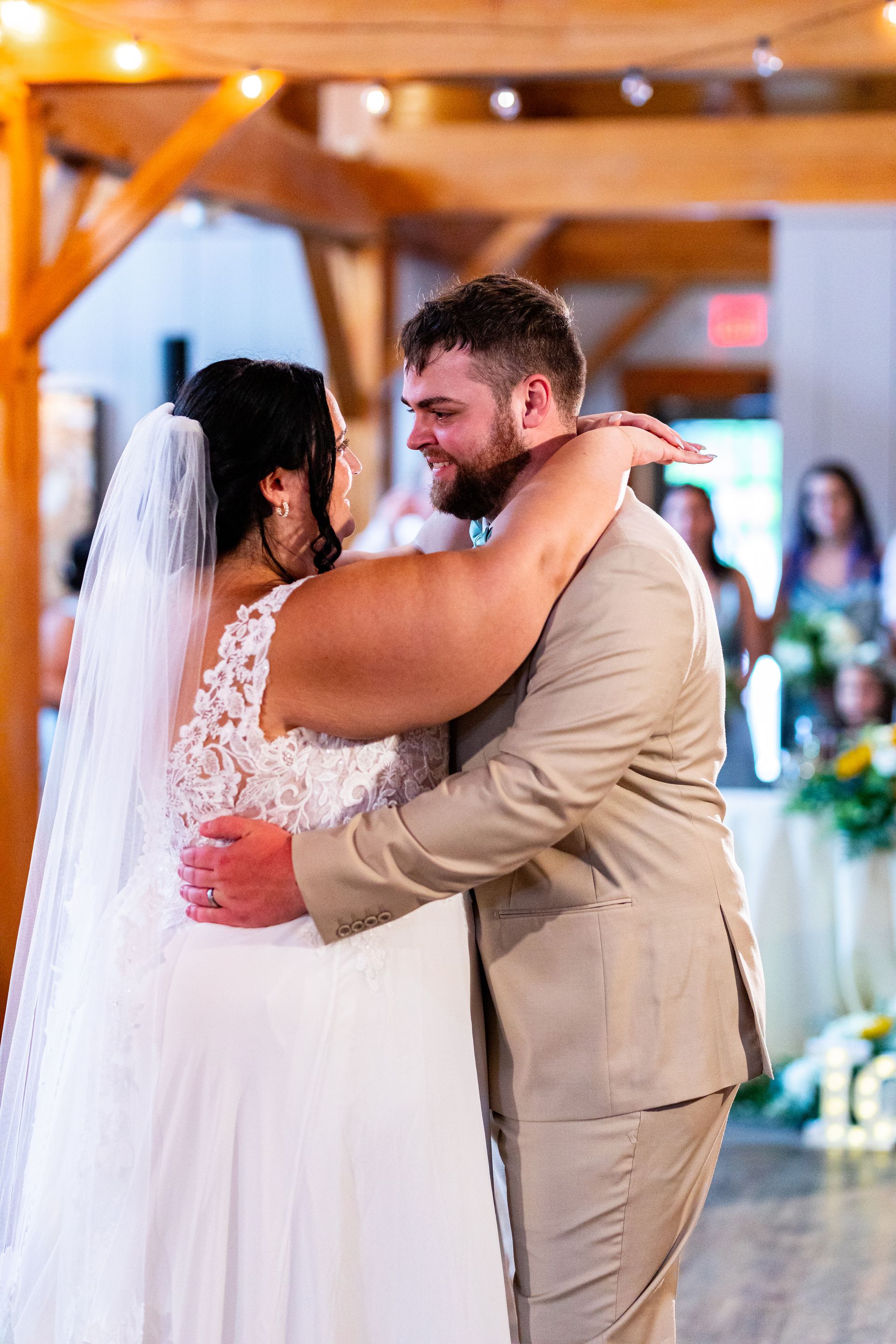 Couple during first dance  at Barn at Wight Farm