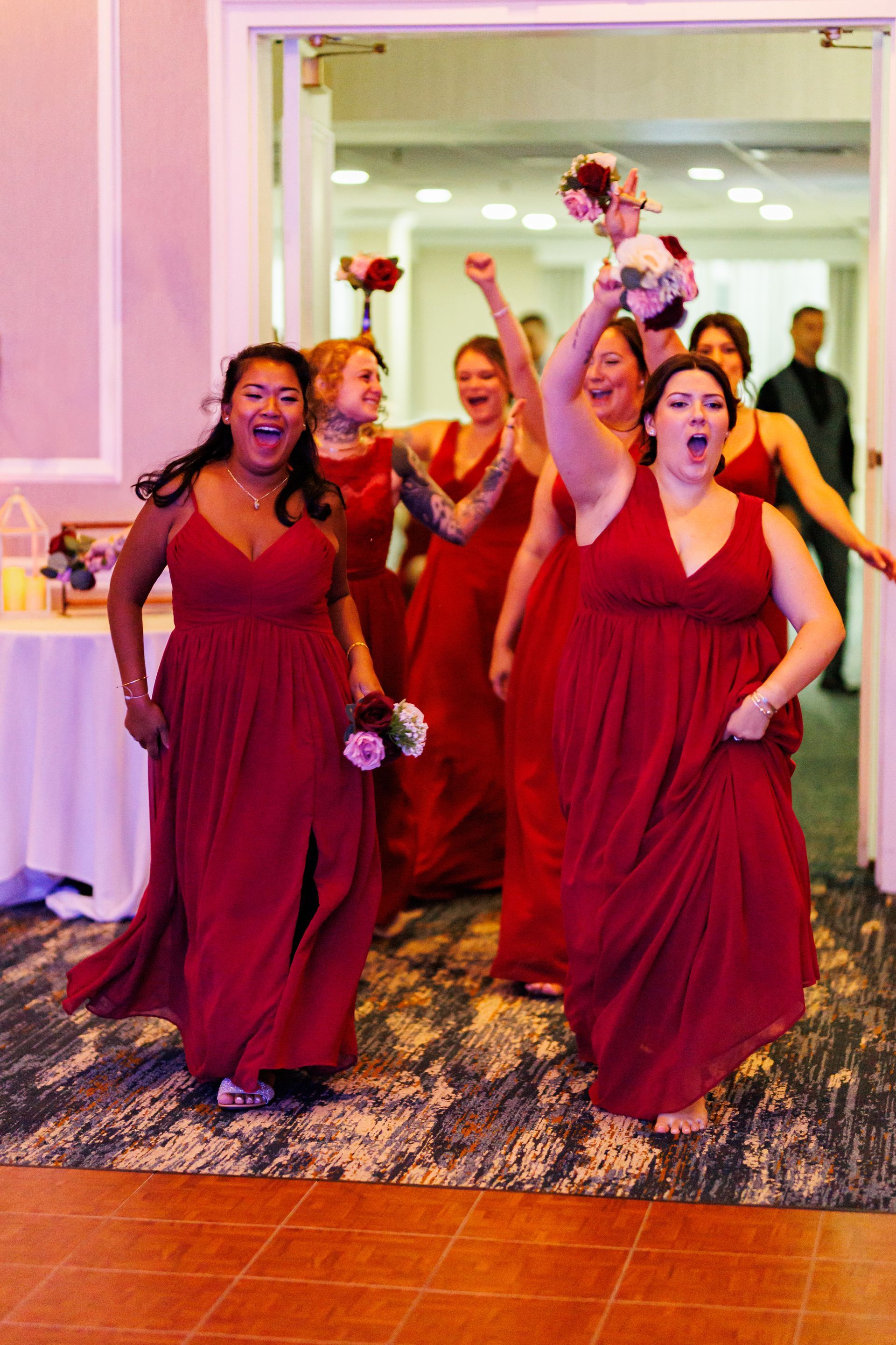 wedding party entering reception at hotel Plymouth 1620