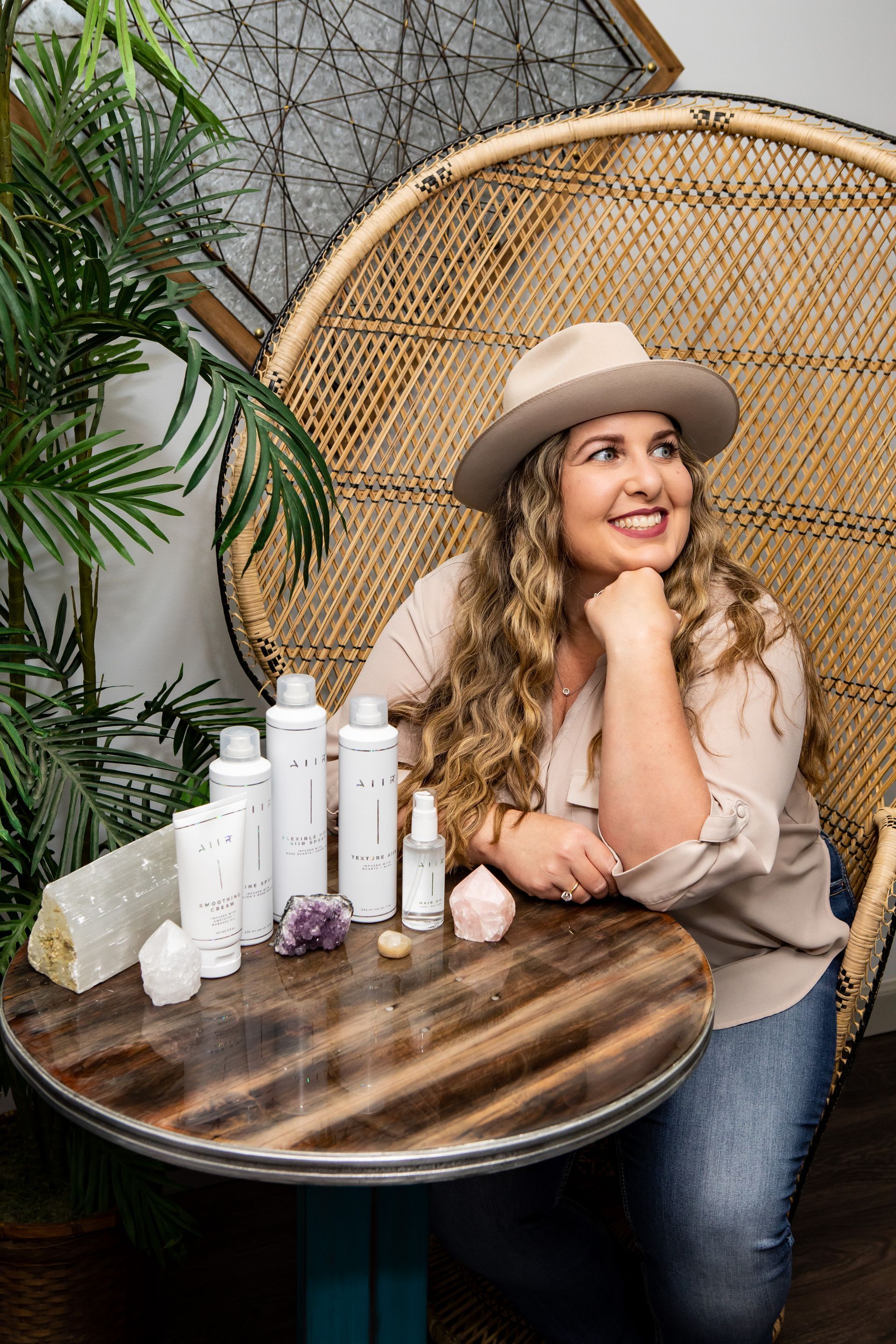 Photography MA - branding photograph with hairdresser and products.