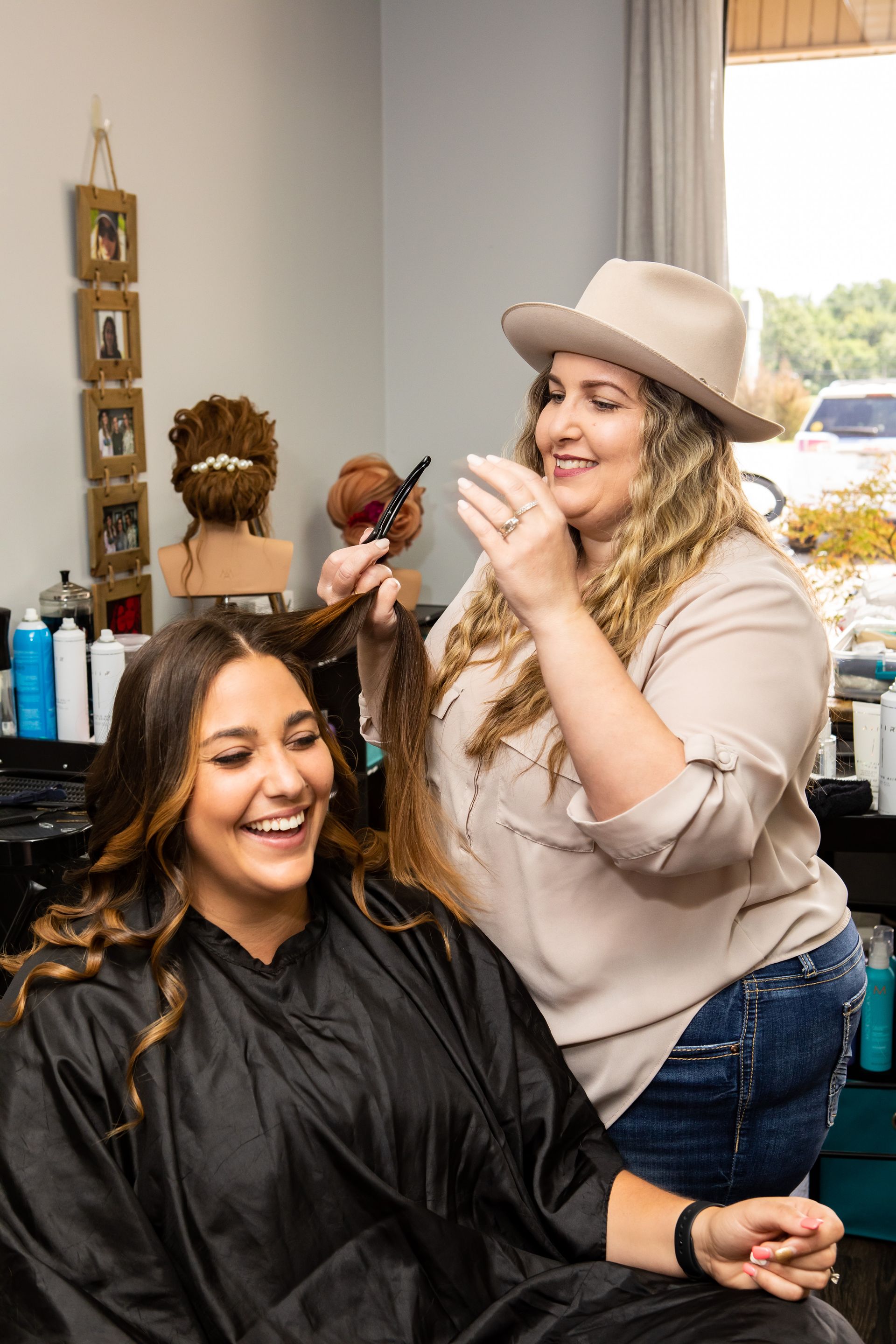 Photography MA - branding photograph  hair dresser styling brunette